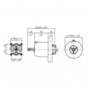 Ultraflex UP28FFront MOUNT HYDRAULIC HELM 28cc (click for enlarged image)